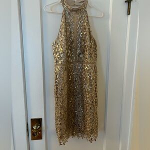 Gold Mini Halter Dress